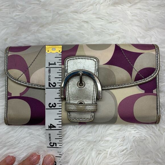 COACH Silver Purple Signature Nylon Wallet - Picture 12 of 12